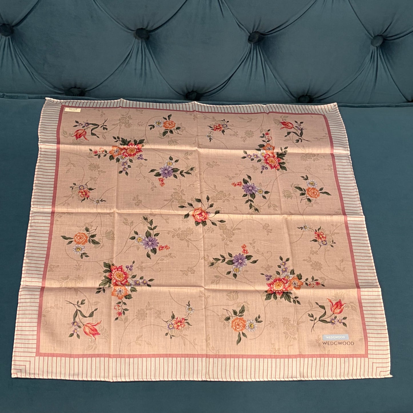 WEDGWOOD Floral Print Silk Scarf Light Pink