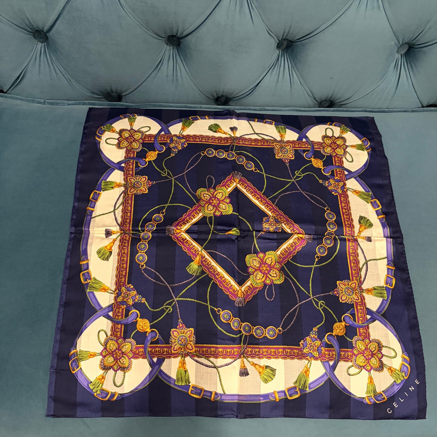 CELINE Silk scarf Set2 with Box