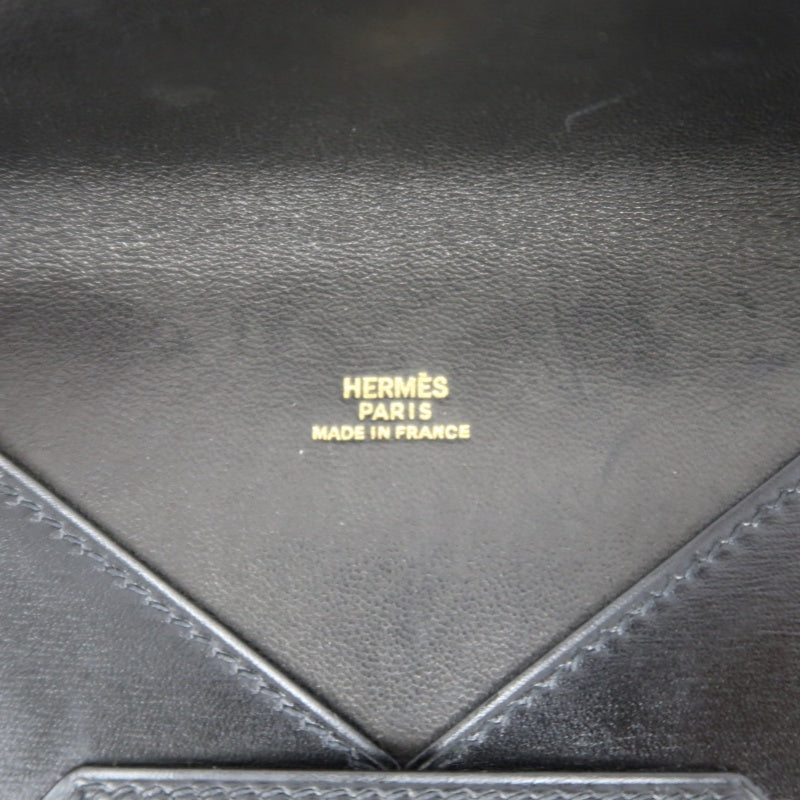 HERMES Enveloppe Trio Wallet Calfskin Black with Box