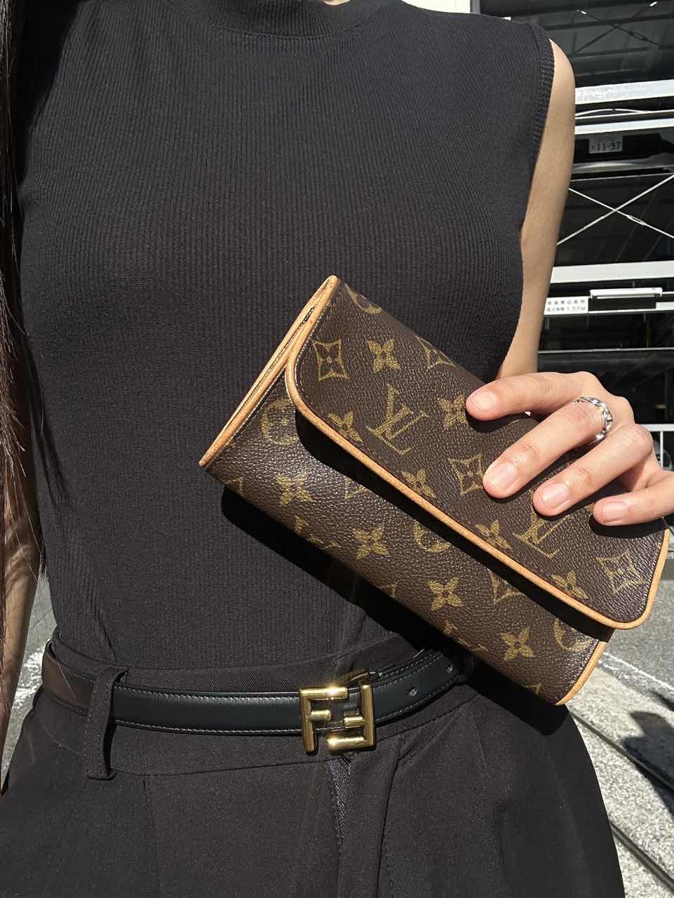 Louis Vuitton Monogram PVC Pochette Florentine Shoulder Bag (with Long Strap, Envelope Style)