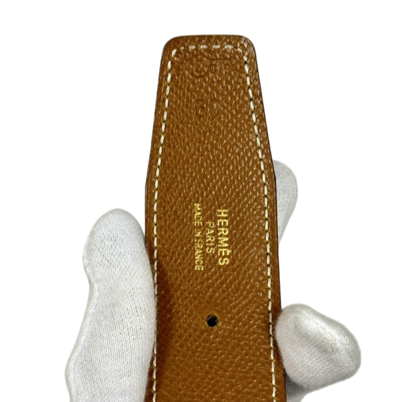 ERMES H Belt, Black / Brown, Gold Hardware, with box
