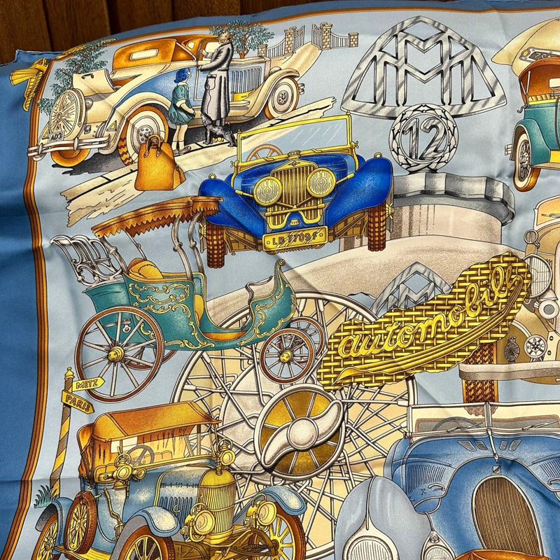 HERMES Scarf, Blue Tone, With Tag & Box