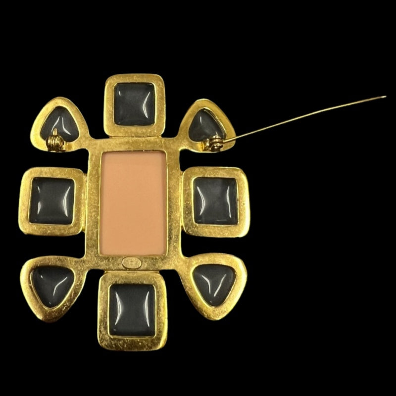 CHANEL Brooch Gold Plated Pink Stone Alloy