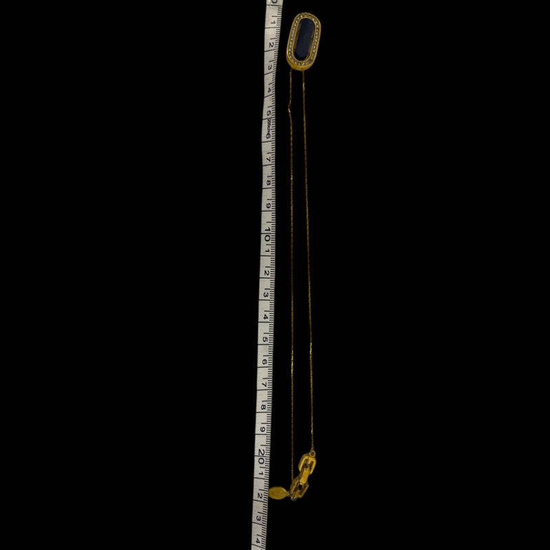 GIVENCHY Gold Hardware Black Stone Necklace