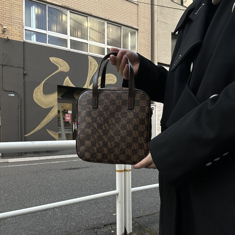 LOUIS VUITTON N48021 Damier Ebene Brown Spontini Handbag with Shoulder Strap