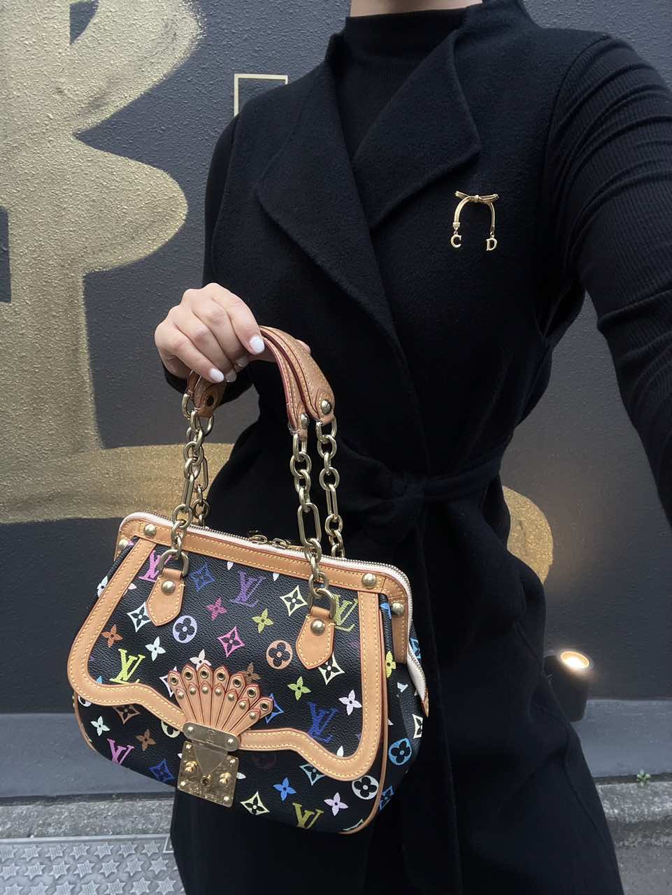 LOUIS VUITTON (LV) Multicolor Graceful Handbag, Black Tri-Color PVC, Peacock Limited Edition