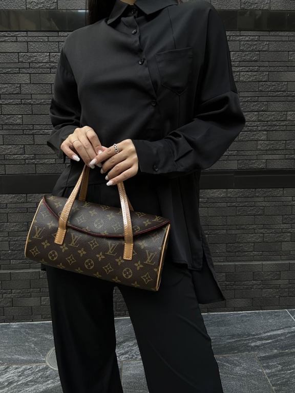 LOUIS VUITTON Monogram Sonatine Handbag, Brown, PVC-Coated Canvas