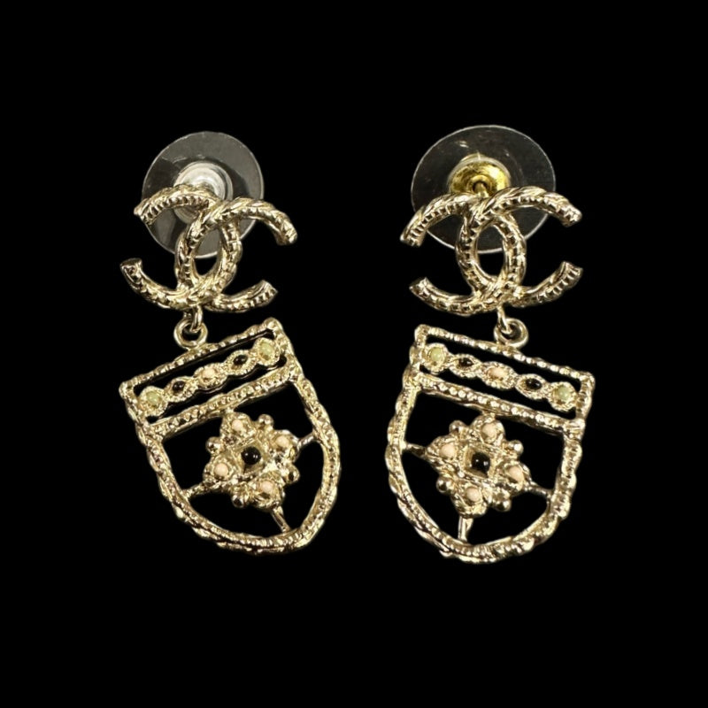 CHANEL Earrings, Gold Tone, Alloy, Pierced
