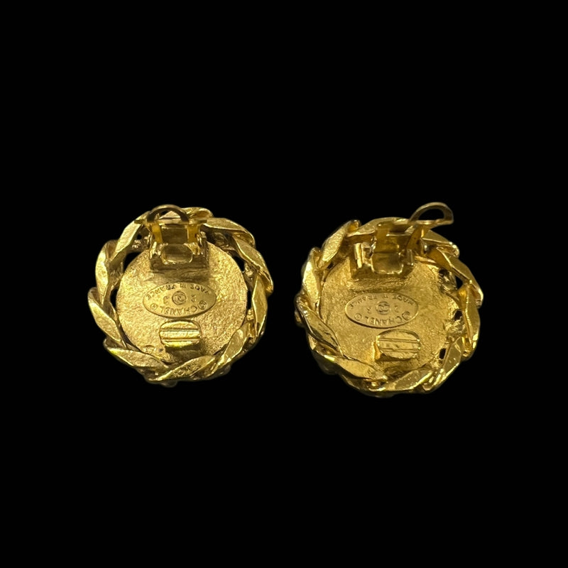 CHANEL Round Coco Mark Clip-On Earrings with Box Alloy
