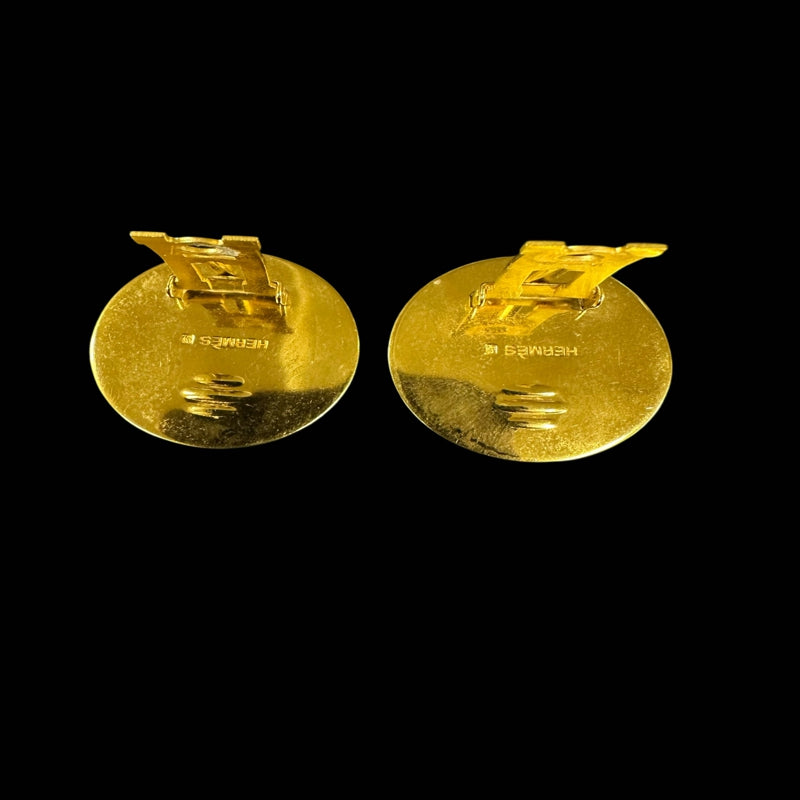 HERMES Tiger Clip-On Earrings Gold Plated Gold Alloy With Box