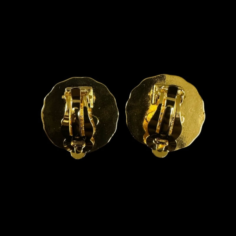 CHANEL Gold Tone Volume Clip-On Earrings
