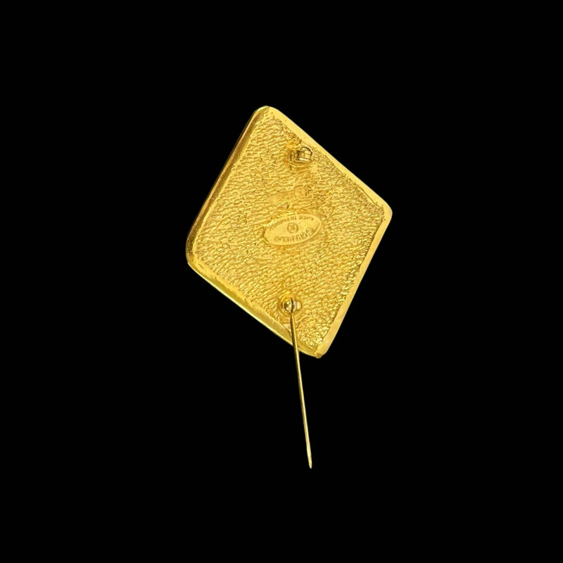CHANEL Coco Mark Crystal Brooch Gold Hardware With Box