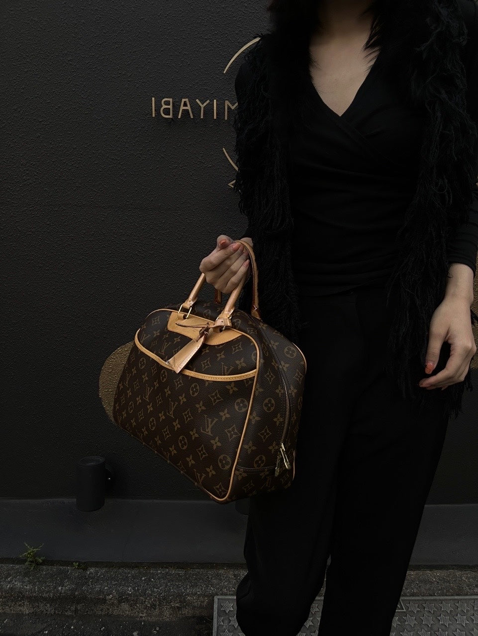Louis Vuitton Monogram Deauville Handbag (With Name Tag) PVC Jenny Bag Handbag