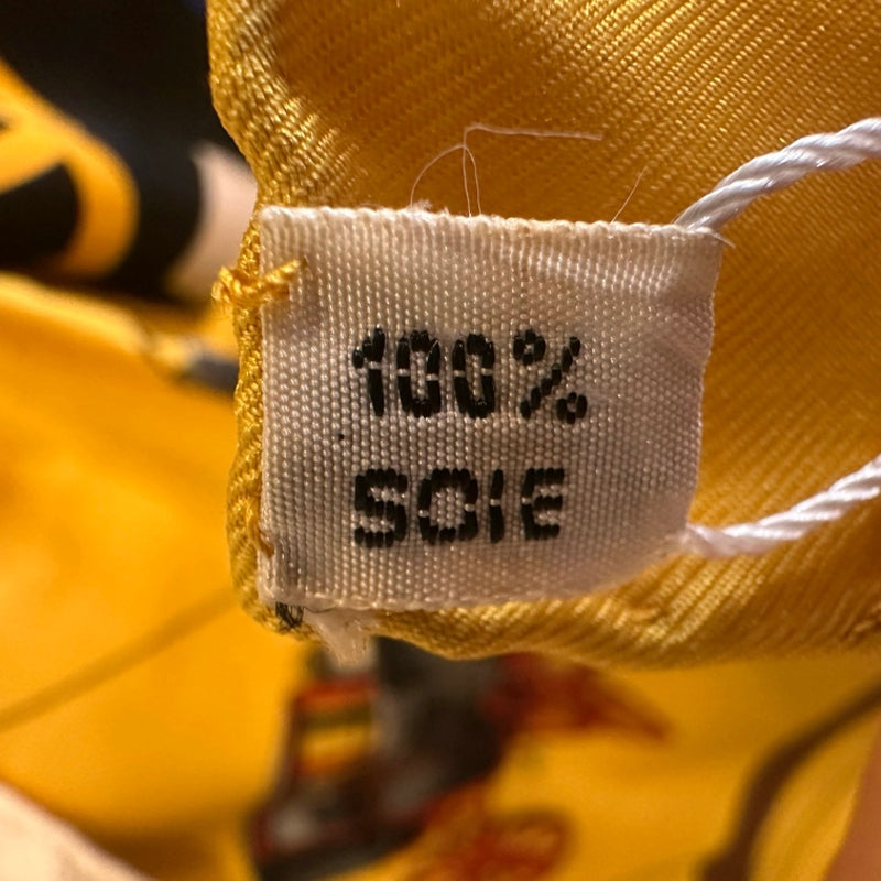 HERMES Carre 90 Silk Scarf Yellow Stain