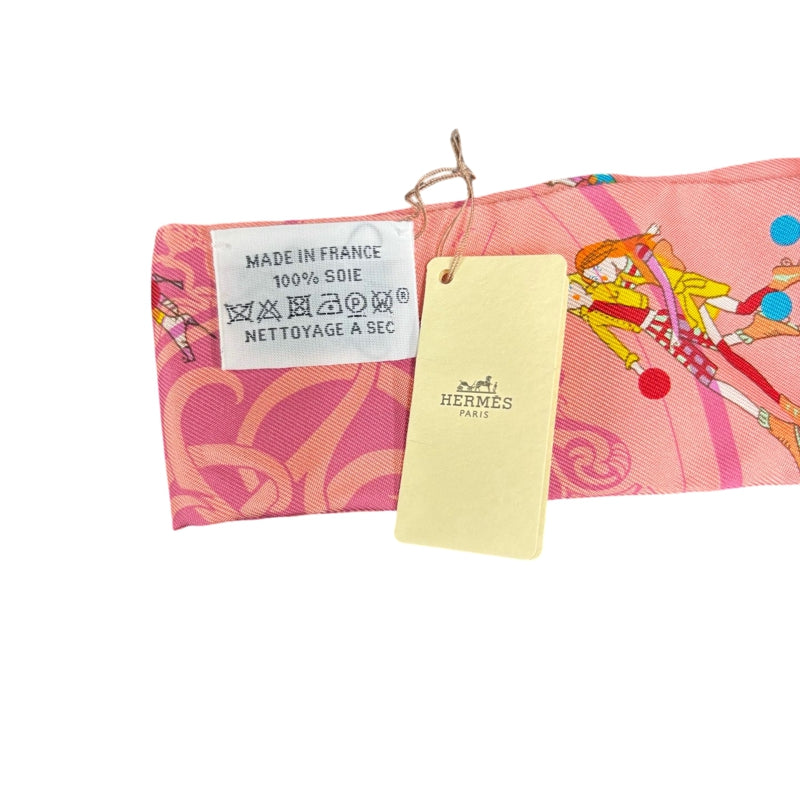 HERMES Pink Tone Twilly Scarf With Tag & Box
