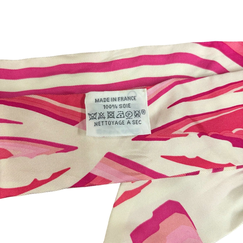 HERMES White & Pink Tone Twilly Scarf With Tag & Box