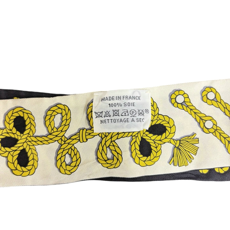 HERMES Black & White Tone Twilly Scarf With Tag & Box