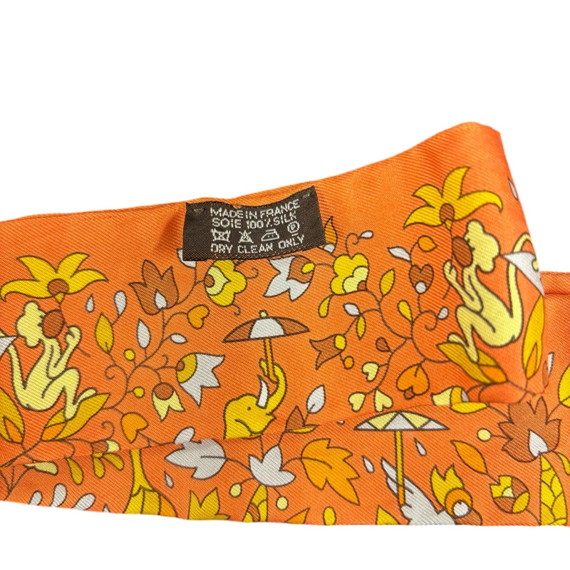 HERMES Twilly, Orange, Animal Motif, With Box