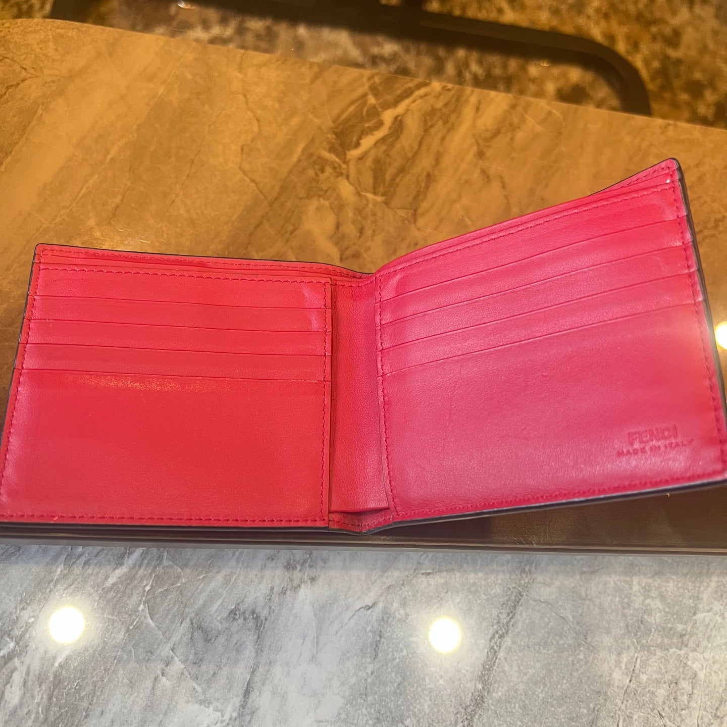 FENDI Bi-Fold Wallet, Red, Includes Dust Bag