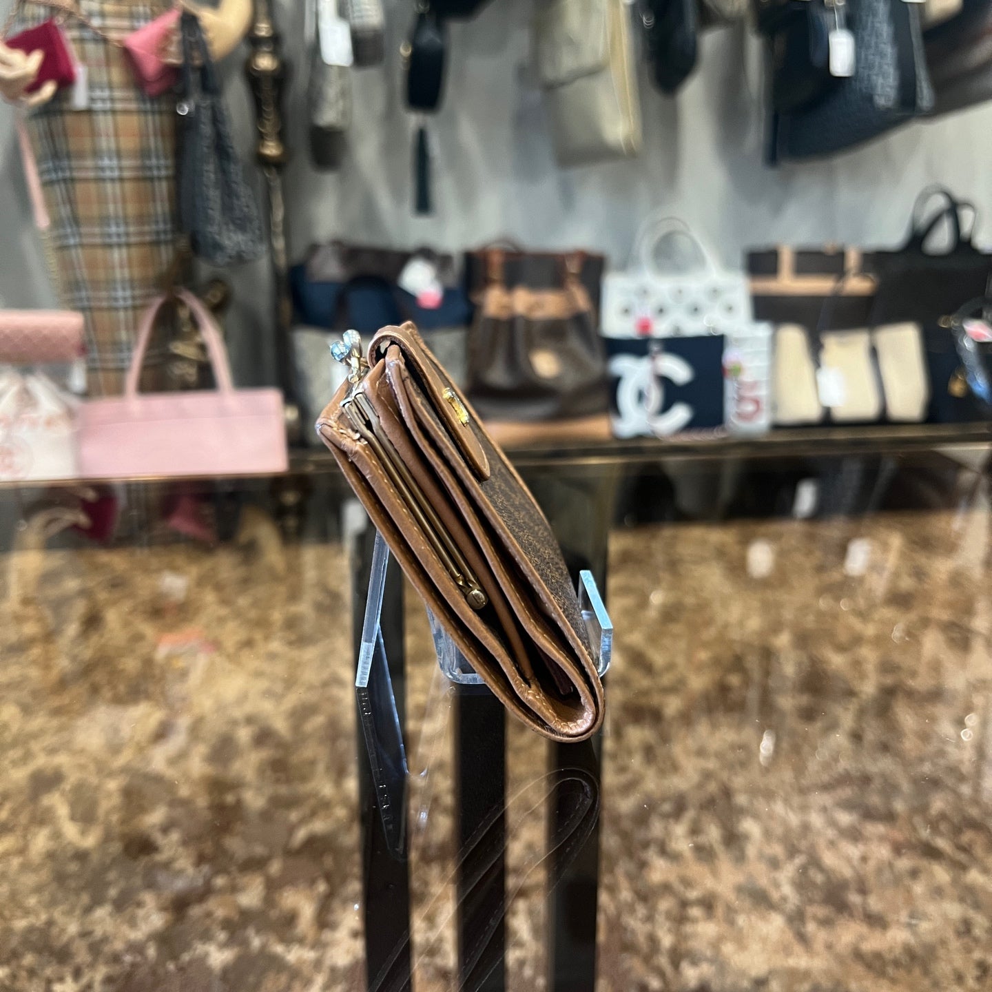 CELINE Brown Triomphe Canvas Bifold Wallet