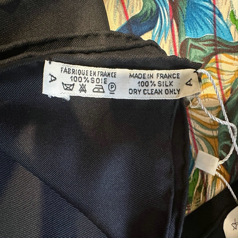 HERMES Carre 90 Silk Scarf Black With Tag Stain