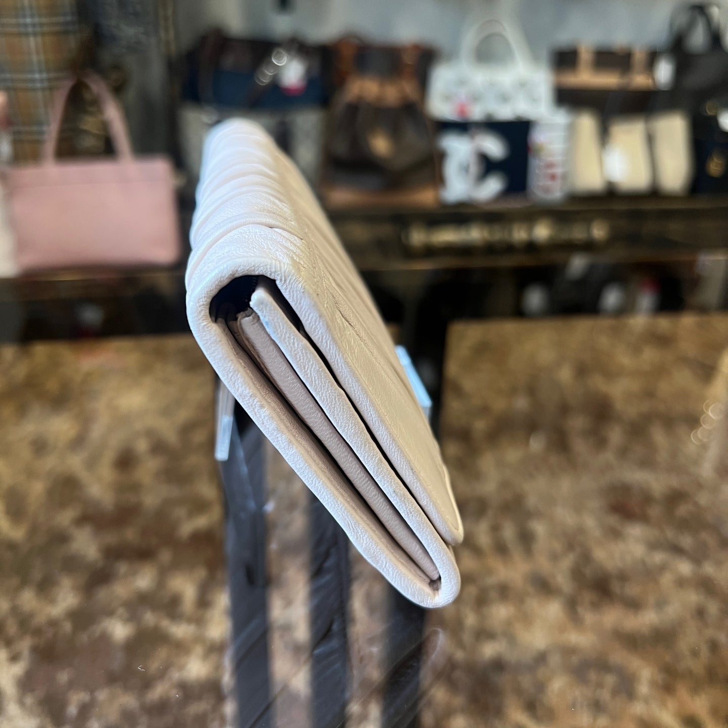 PRADA Long Wallet, Pink & Beige, PVC, Gold Hardware, with Box and Authenticity Card