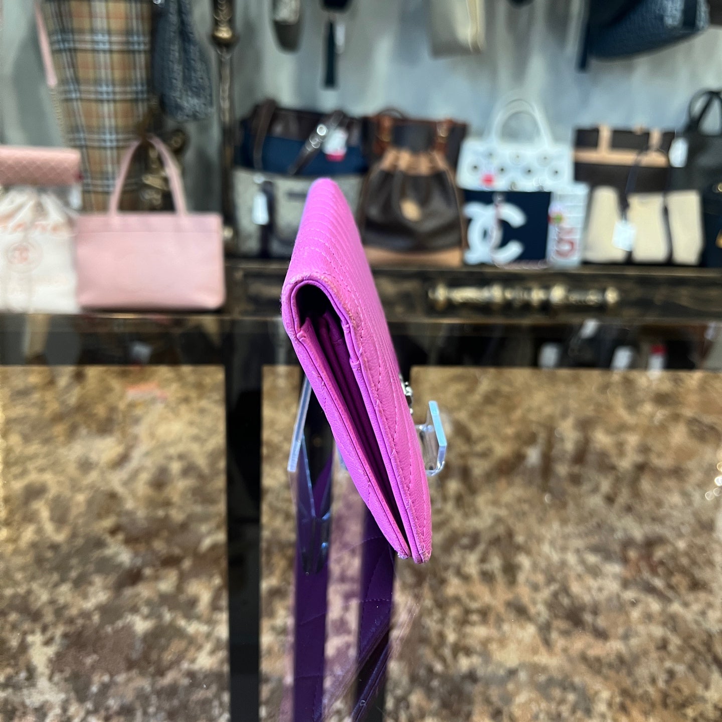 CHANEL Long Wallet, Purple Lambskin Leather