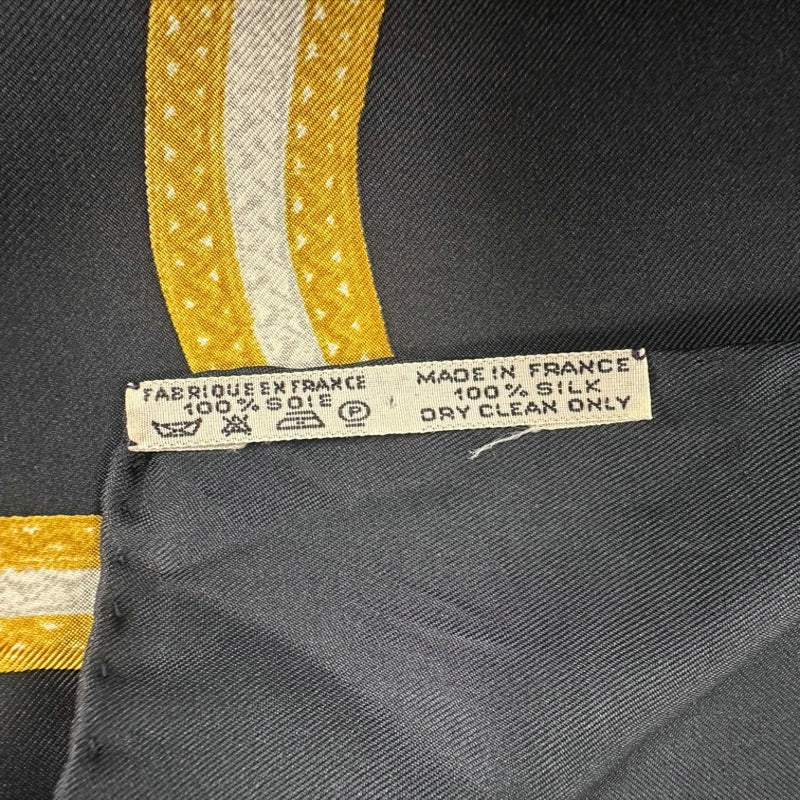 HERMES Carre 90 Silk Scarf Black Stain