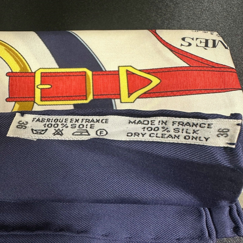 HERMES Carré 90 Silk Scarf, Navy & White Tone, with Tag
