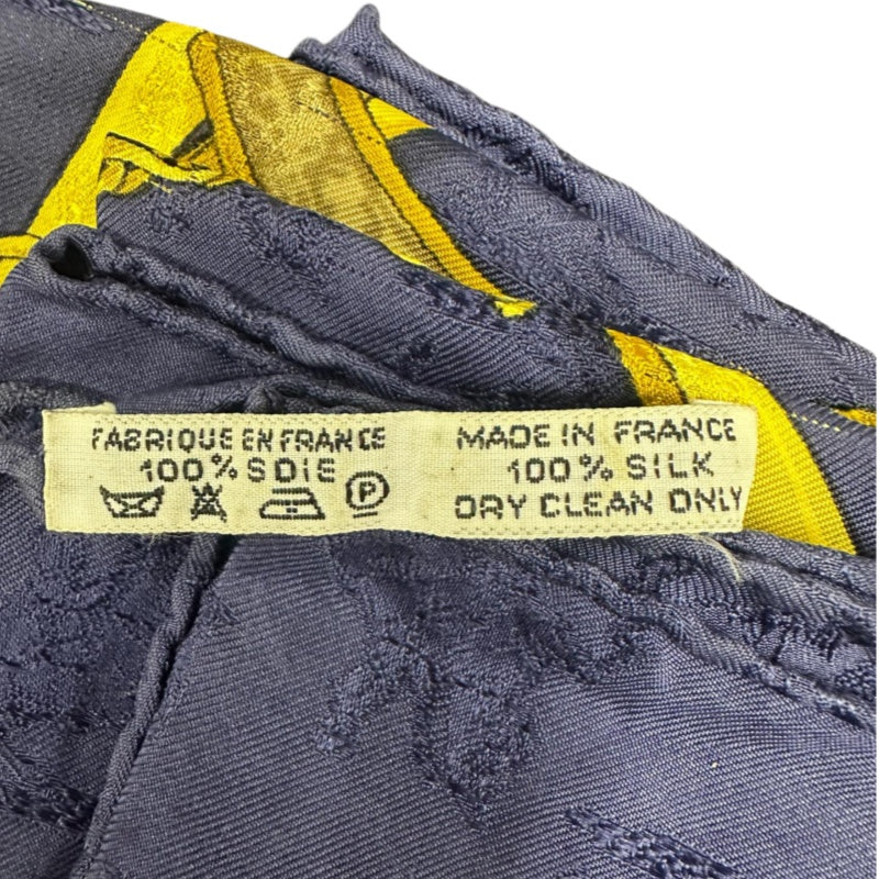 HERMES Carre 90 Silk Scarf Navy With Tag Stain