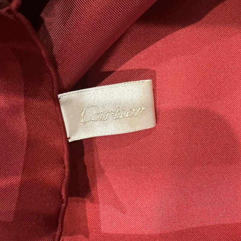 CARTIER square scarf, pink jacquard pattern, silk scarf with jaguar motif, red, animal print, with box