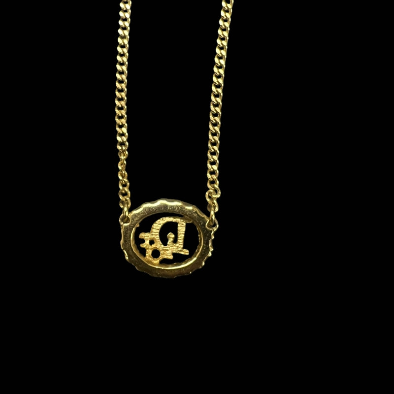 Dior Gold Alloy CD Logo Necklace With Diamond & Gold Hardware