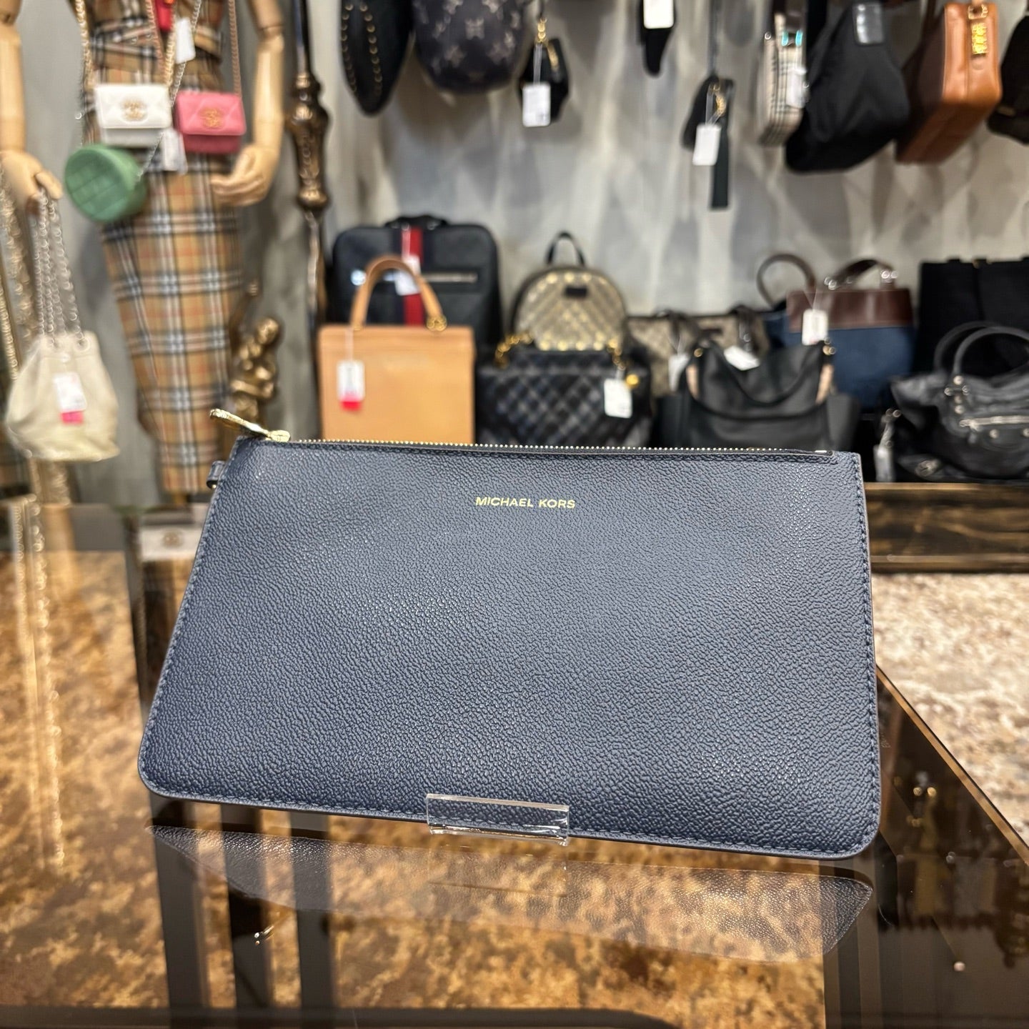 MICHAEL KORS Navy Blue Cowhide Wallet