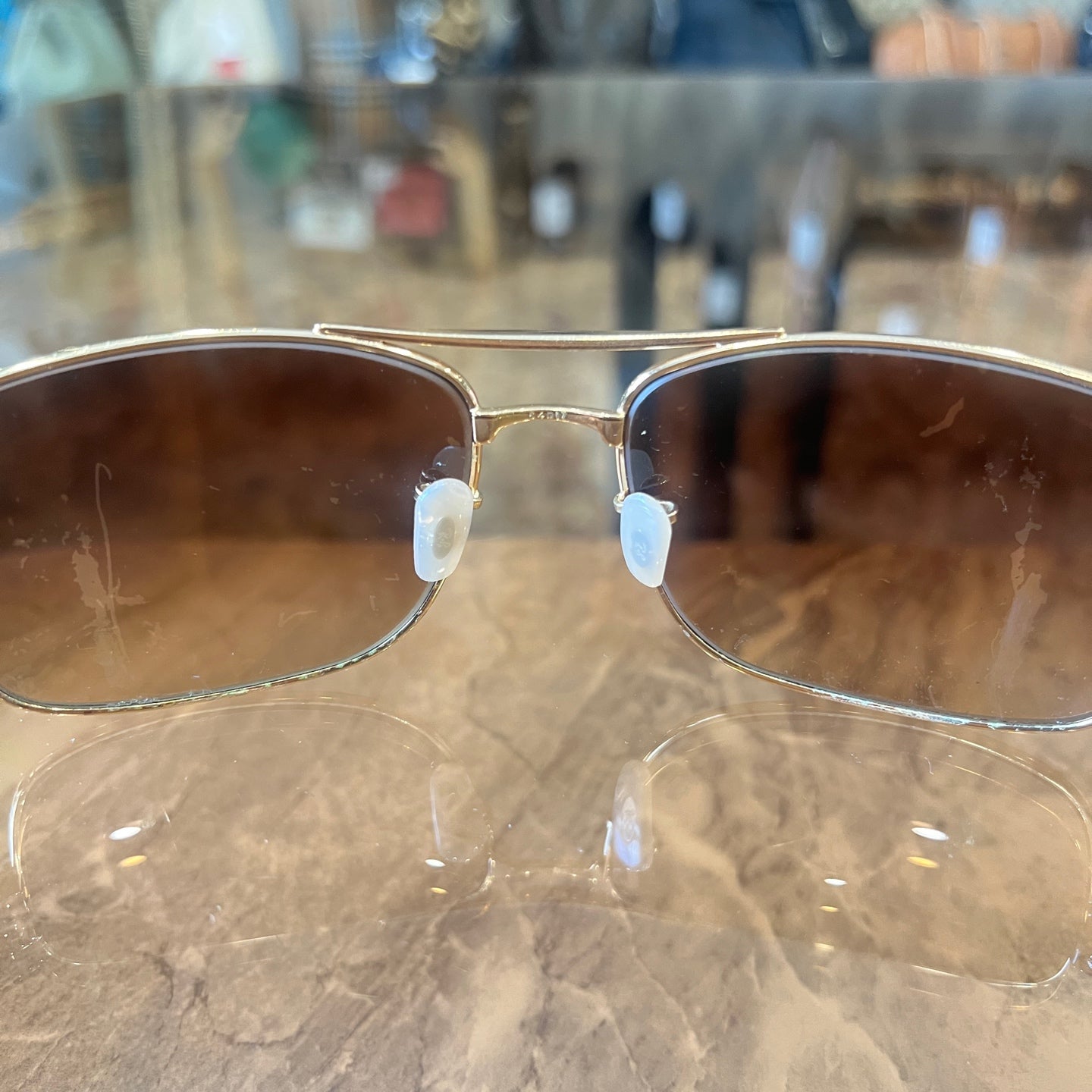 RAY-BAN Brown Resin Frame Sunglasses With Case