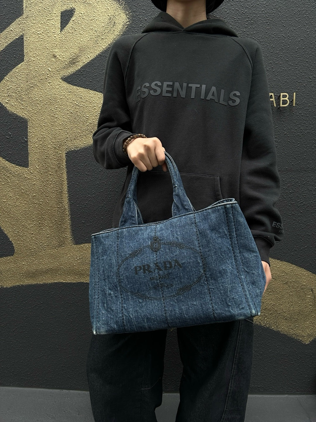 PRADA Blue Denim Canapa Tote Bag (With Guarantee Card & Dust Bag)