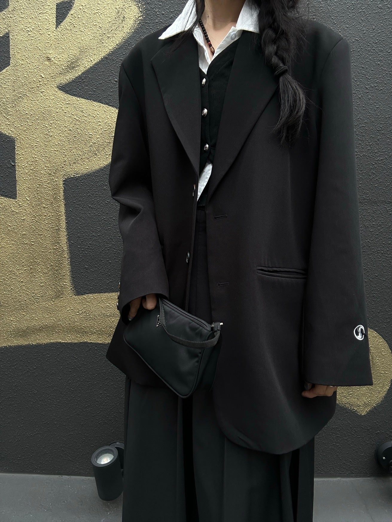 PRADA Mahjong Style Black Nylon Mini Shoulder Bag