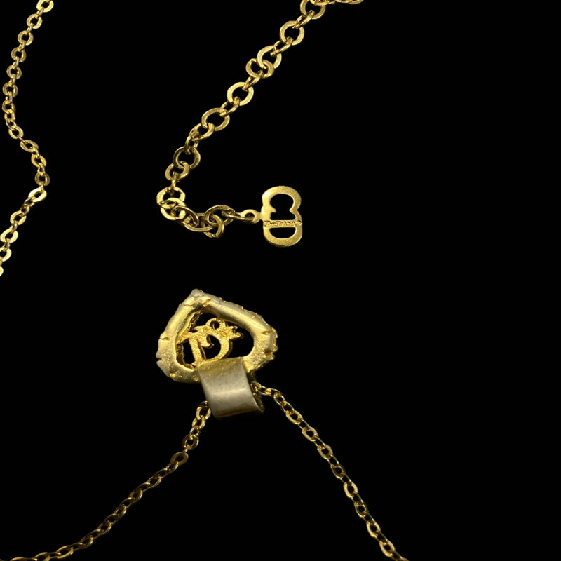 DIOR necklace, gold-tone alloy hardware, rhinestones, heart motif