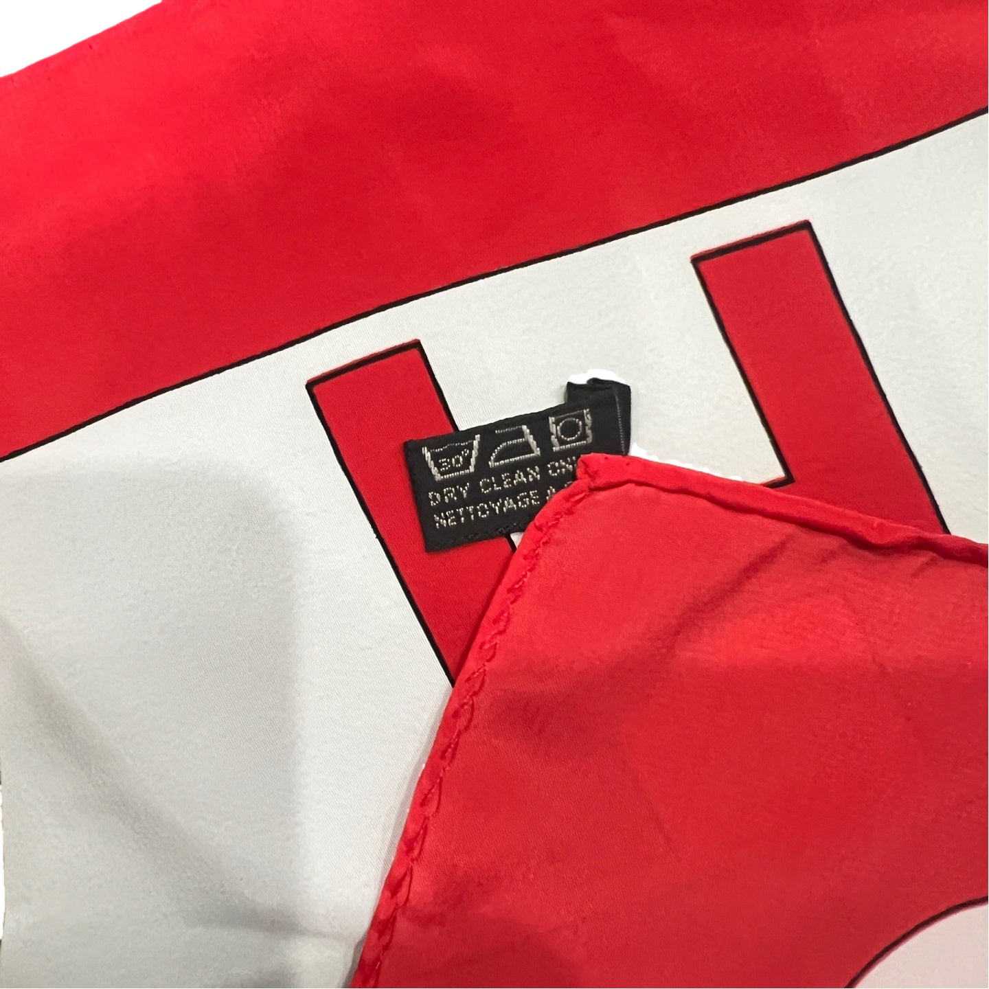 CHANEL Red and White Silk Scarf With Original Tag