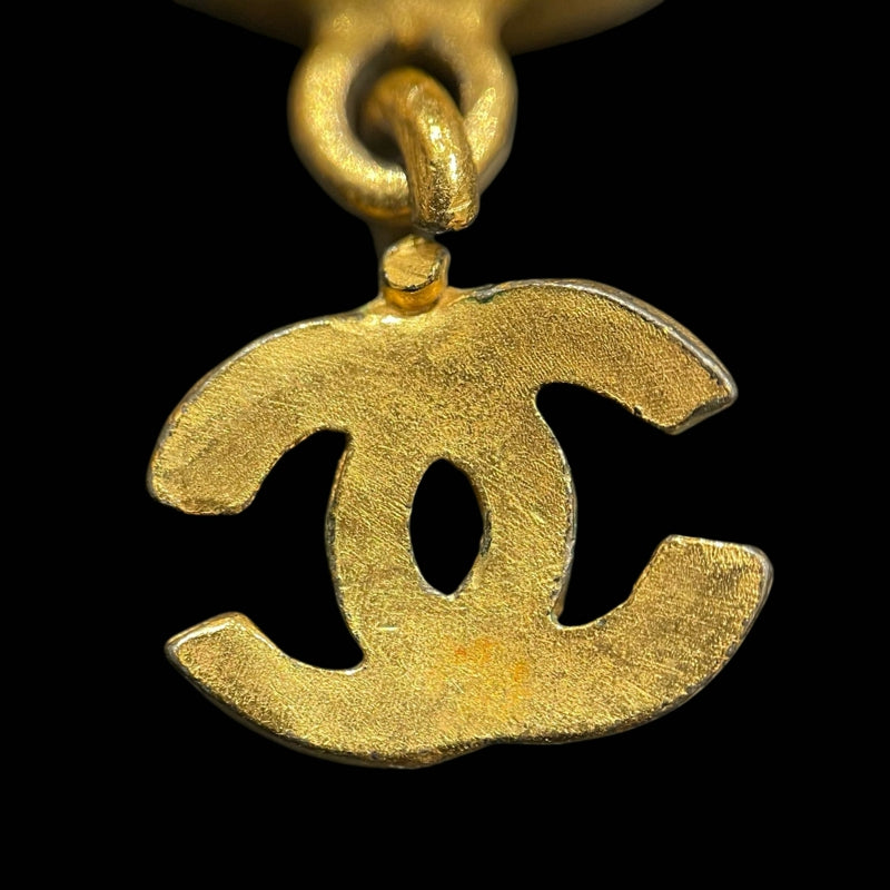 CHANEL Earrings, Gold Plated, Brown Stone, Alloy, Clip-On