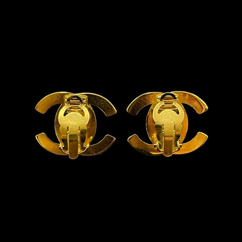 CHANEL Gold-Plated Turn-Lock Coco Mark Alloy Clip-On Earrings
