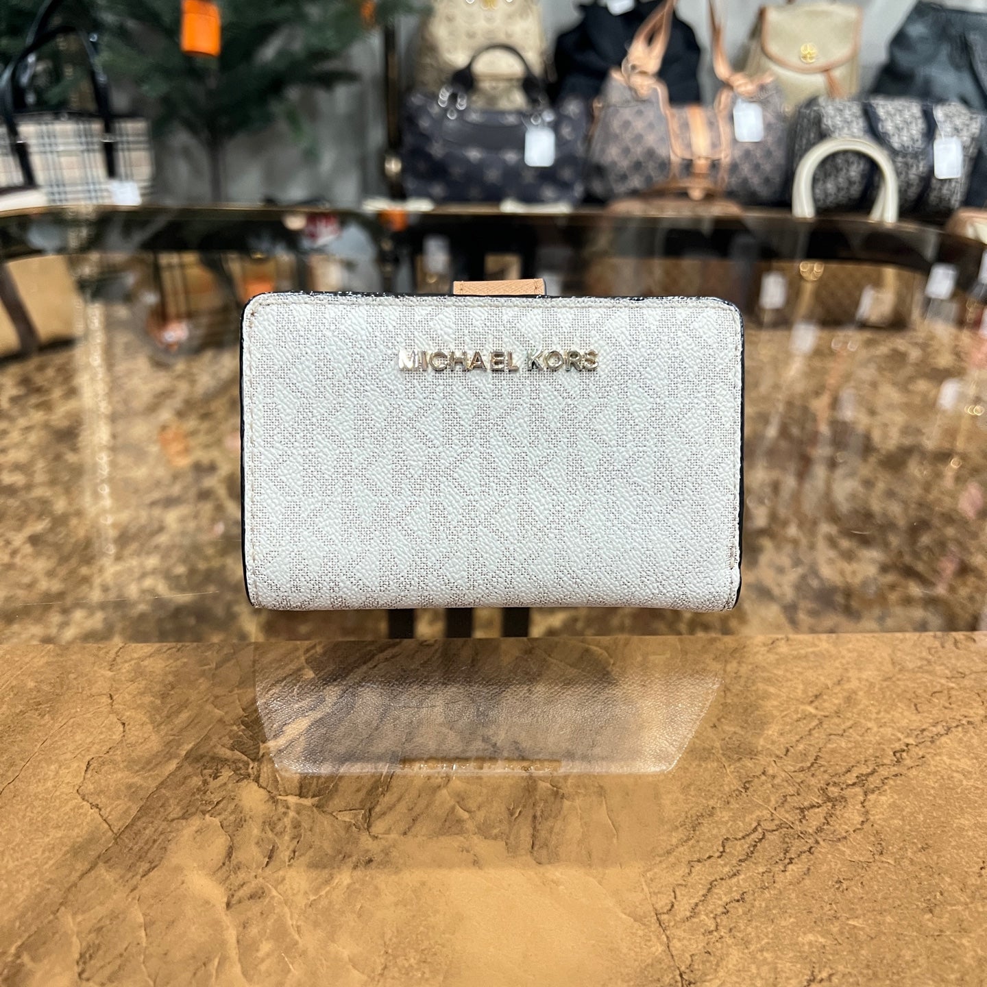 MICHAEL KORS White Signature PVC Wallet