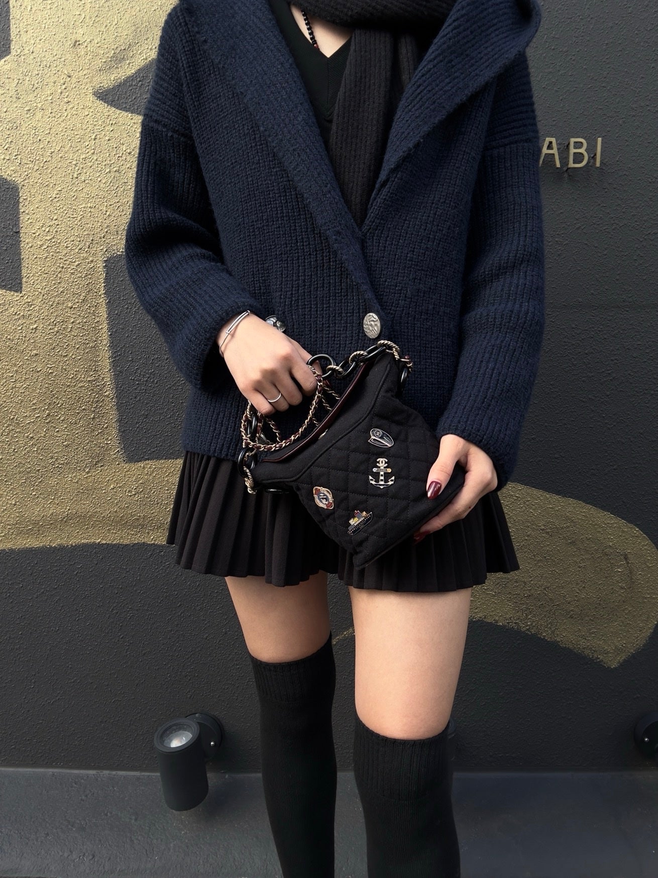 CHANEL Paris-Hamburg Handbag, Cotton, Black with Gold-Tone Hardware, Guarantee Card Included