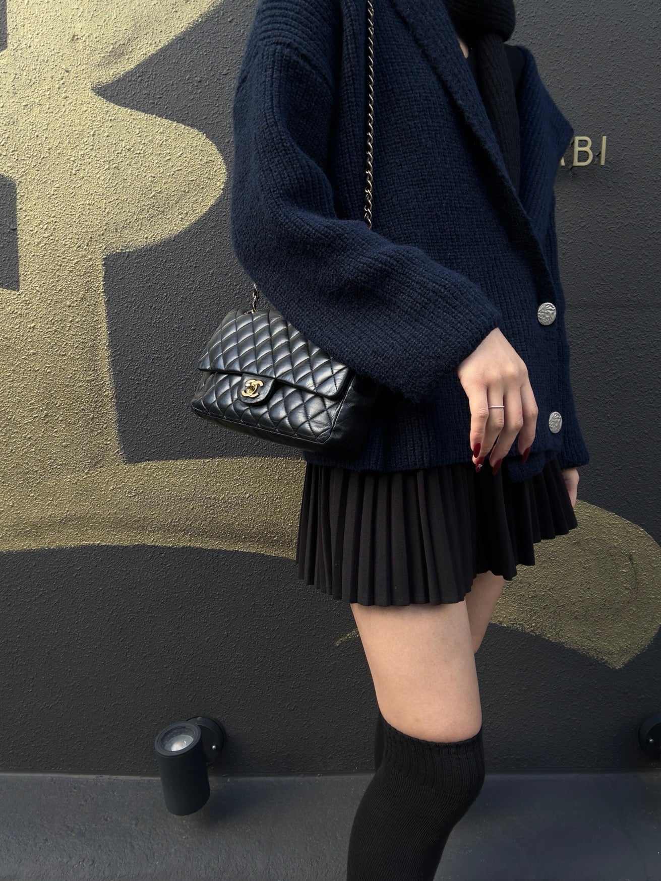 CHANEL Classic Flap Matelassé Shoulder Bag, Lambskin, Black, Gold Hardware