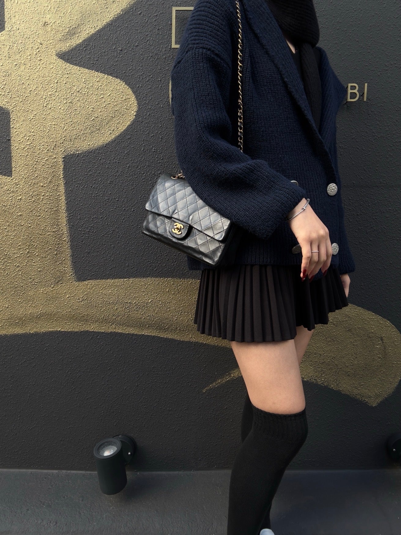 CHANEL Classic Flap Matelassé Shoulder Bag, Lambskin, Black, Gold Hardware