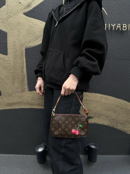 Louis Vuitton (LV) Monogram Cherry Limited Edition Pouch Shoulder Bag, Brown PVC