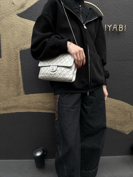 CHANEL 2.55 Chain Shoulder Bag, Silver, Silver Hardware, Serial Number Starting with "12"