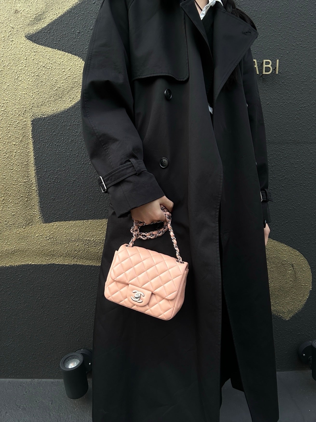 CHANEL Classic Flap Mini Matelassé Crossbody Bag, Lambskin, Beige, Silver Hardware, With Guarantee Card