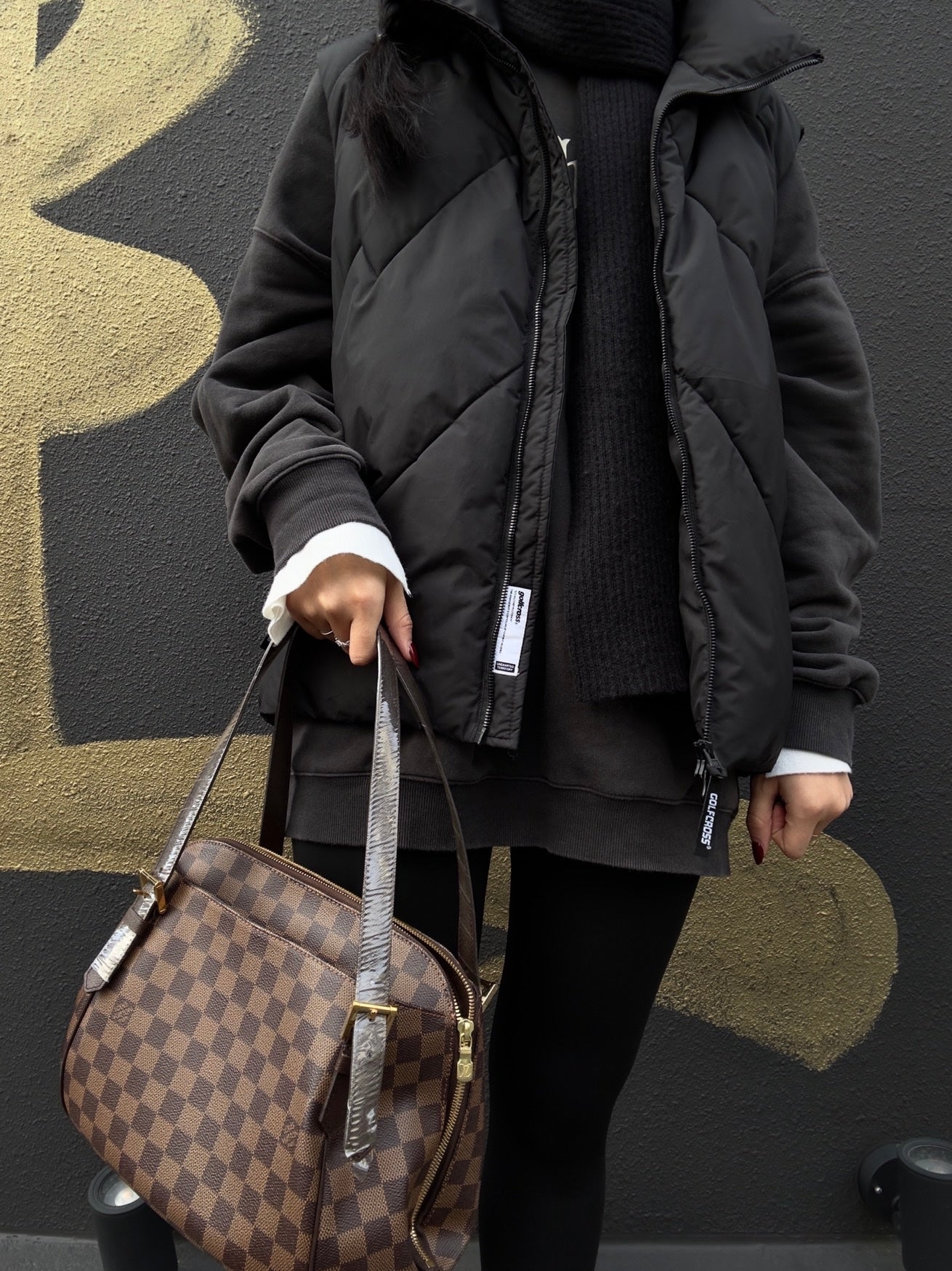 LOUIS VUITTON (LV) Damier Ebene Belem MM Brown Handbag, with Dust Bag