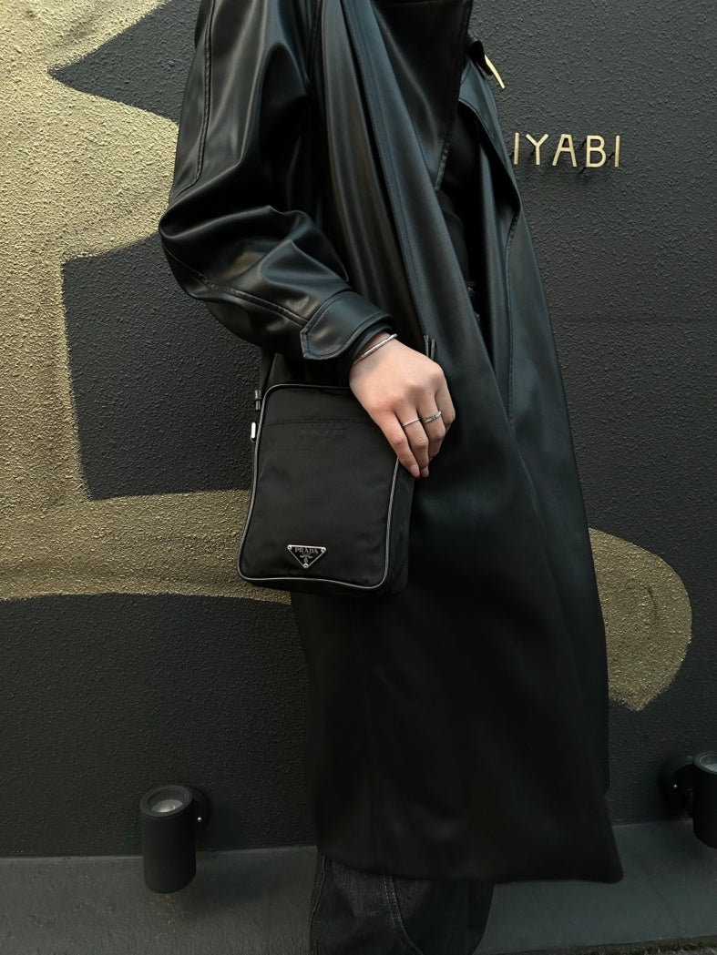 Prada Nylon Shoulder Bag in Black with Silver Hardware