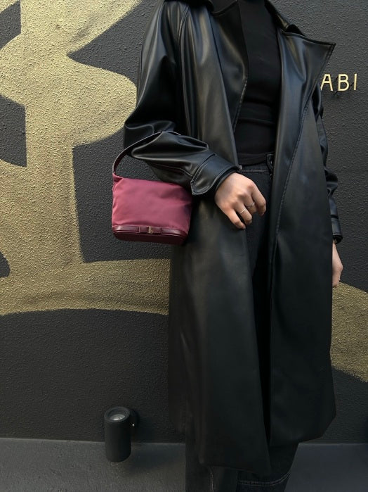 Ferragamo Burgundy Canvas Shoulder Bag